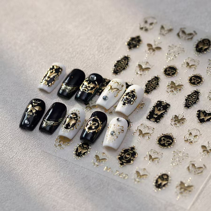 Shimmering Golden Butterfly Nail Stickers