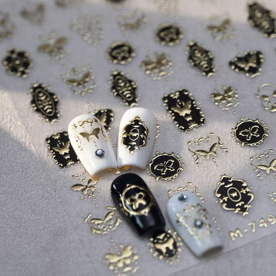 Shimmering Golden Butterfly Nail Stickers